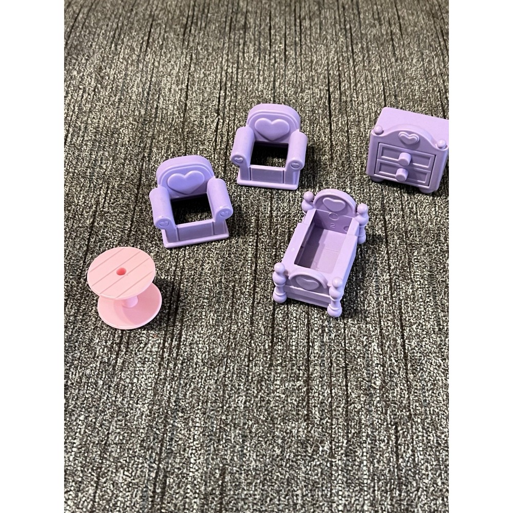 Fisher Price Vintage Dollhouse Furniture Smooshies? 5‎ pcs Very Good Condition!
